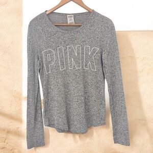 ‼️SOLD-PINK Victoria's Secret Heathered Gray Long Sleeve  Pajama Tee